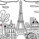 Doodle City Of Paris Coloring Page · Creative Fabrica sketch template