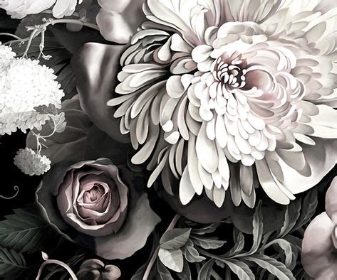 Design Description - Dark Floral II Black Desaturated - by Ellie Cashman Design | Grey floral ...