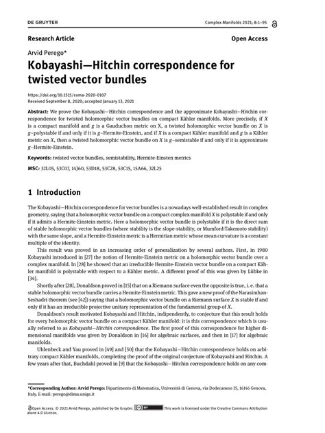 (PDF) Kobayashi—Hitchin corrispondence for twisted vector bundles