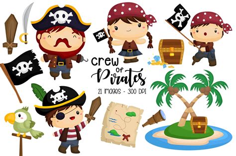 Pirate Crew Clipart - Cute Kids | Creative Market