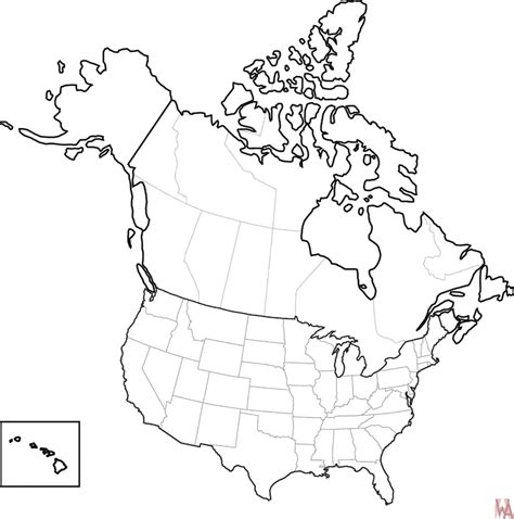 Blank outline map of the United States and Canada | WhatsAnswer | Printable maps, Canada map ...