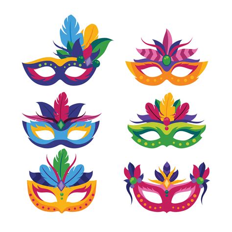 Mardi Gras Mask Collection 4983409 Vector Art at Vecteezy