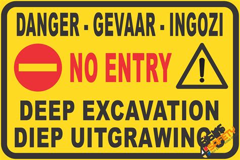 View Deep Excavation Safety Signs Gif - Excavator Moving