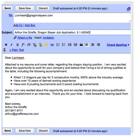 Example Of Sending Resume Via Email / Mail Format For Sending Resume ...