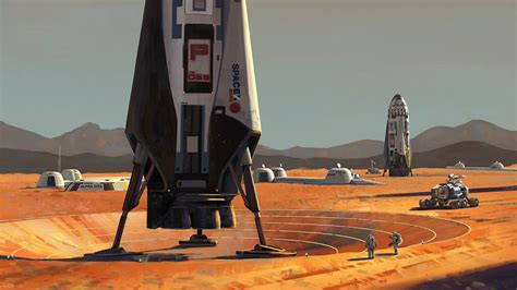 SpaceX ITS spaceships at Mars Base Alpha by Maciej Rebisz | human Mars