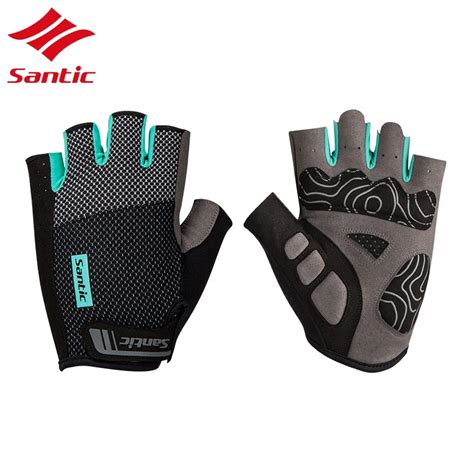 Santic Padded Cycling Gloves Men Half Finger Bike Gloves Bicycle Road Racing Gloves with Pad ...