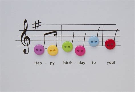 Happy Birthday Music Card - Birthday Card with Button Notes - Paper ...