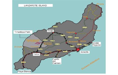 Lanzarote island map. Note: The black dot-line represents the two... | Download Scientific Diagram