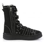 Buckled Sneeker-318 White Stitched Sneaker Boot Demonia Unisex Gothic