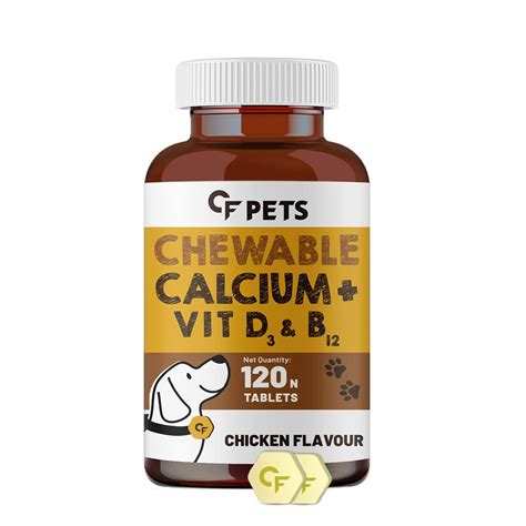 Buy CF Pets Chewable Calcium - Calcium for Dogs Supplement with D3, B12 ...