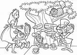 Alice Having Tea Coloring Page  Free Printable Pages For Kids sketch template