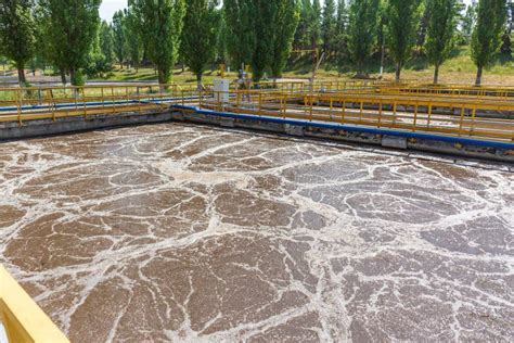 Wastewater Treatment Plant, Aerated Activated Sludge Tank Stock Image - Image of environment ...