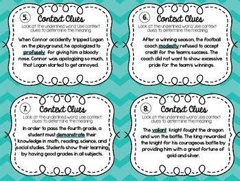 Context Clues Task Cards by Kindershenanigans | Teachers Pay Teachers