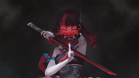 HD wallpaper: anime, anime girls, sword, red, fan art, Devil, ninja girl | Wallpaper Flare