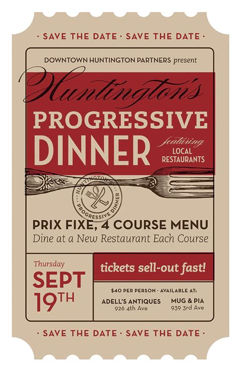 Progressive Dinner Poster by Trish Ward #Design #Ticket #SaveTheDate | Event poster design ...