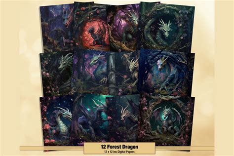 Dark Forest Dragons Digital Papers Graphic by artisticwayco · Creative Fabrica