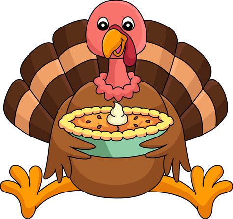 Thanksgiving Turkey Holding A pie Cartoon Clipart 8208893 Vector Art at Vecteezy