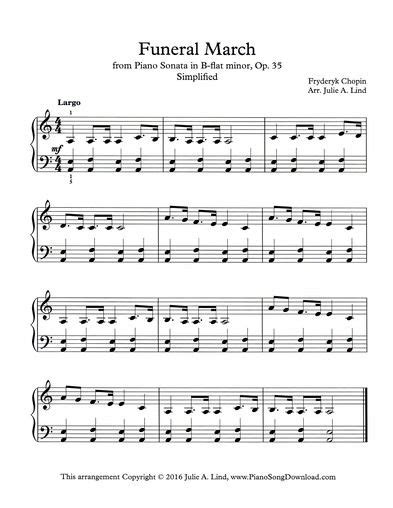 Funeral March, Chopin, Simplified, printable piano sheet music. | Funeral march, Piano, Piano sheet