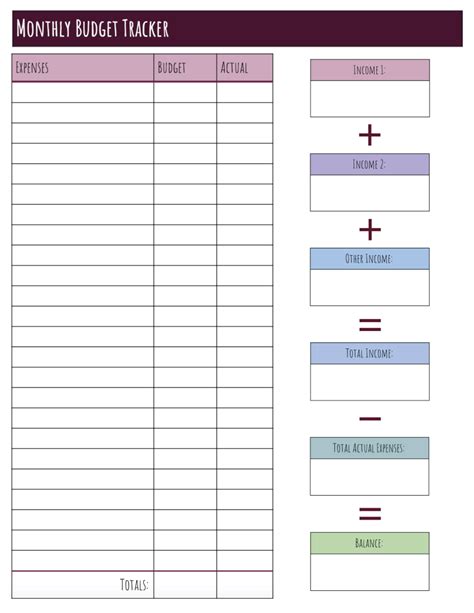 3 monthly budget form templates printable in PDF - Printerfriendly