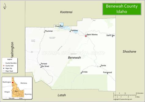 Map of Benewah County, Idaho - Where is Located, Cities, Population, Highways & Facts