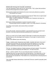 Witchcraft Among the Azande worksheet.docx - Witchcraft Among the ...