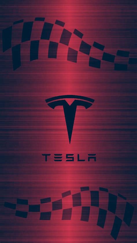 the tesla logo is shown in red and black checkered pattern on a ...