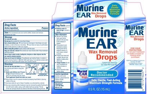 DailyMed - MURINE EAR WAX REMOVAL DROPS- carbamide peroxide liquid