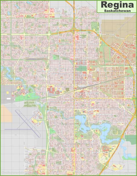 Large detailed map of Regina (Saskatchewan) - Ontheworldmap.com