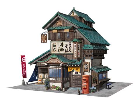 ArtStation - japanese restaurant, arya zhao | Building illustration ...