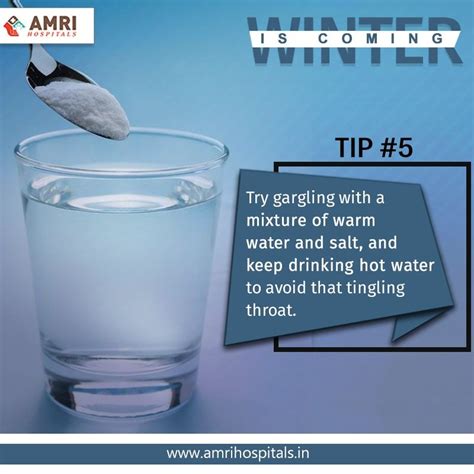 Gargle with warm salt water to help reduce swelling and relieve discomfort #AMRIHealthTips # ...