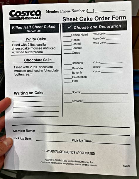 37+ Printable Pdf Costco Cake Order Form