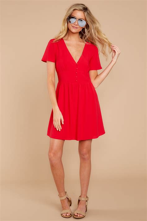 Flirty Red Dress - Short Red Dress- Dress - $46 – Red Dress Boutique | Simple red dress, Casual ...