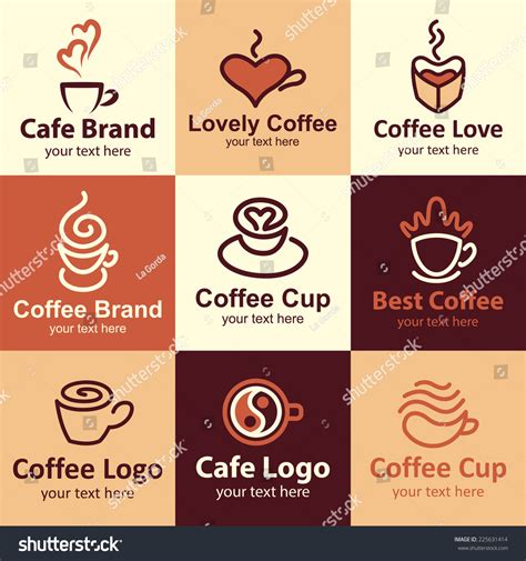 Coffee Flat Icons Set Logo Ideas Stock Vector (Royalty Free) 225631414 ...