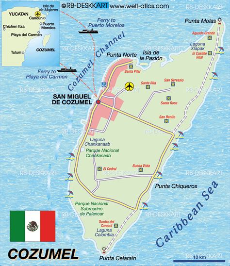 Map of Cozumel (Island in Mexico) | Welt-Atlas.de