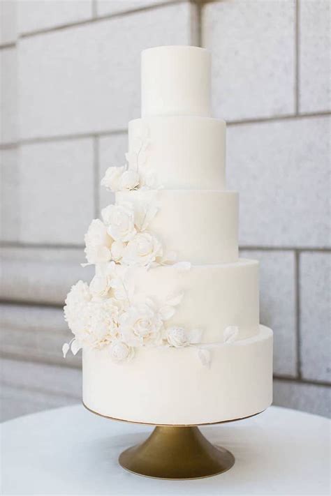 Five-tier All-white Wedding Cake with Flowers - CakeIndulge PH