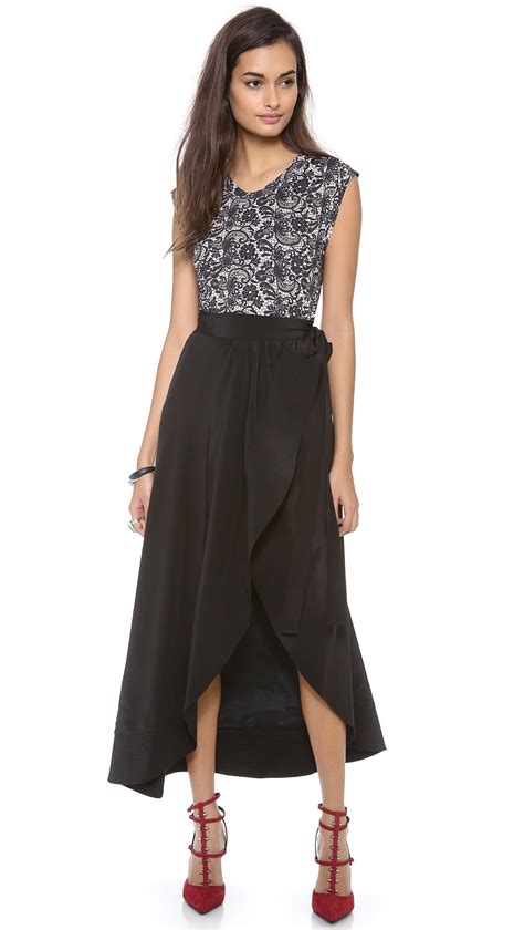 Lyst - Cynthia Rowley Long Wrap Skirt - Black in Black