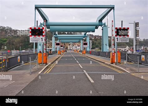 The three bascule bridges of the Cardiff Bay Barrage, at Cardiff Bay, Cardiff, Wales Stock Photo ...