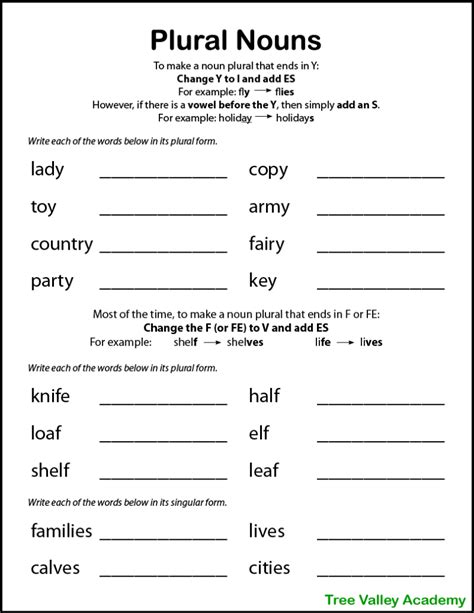 Irregular Plural Nouns Worksheet – E Street Light