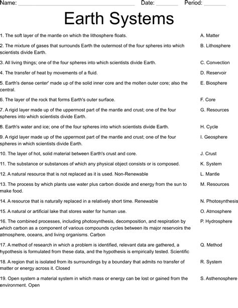 Interactions of Earth Systems worksheet | Live Worksheets - Worksheets Library