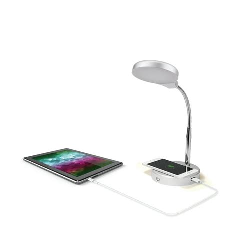 Mainstays LED Desk Lamp with Qi Wireless Charging and USB Port, Silver ...