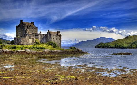 castle, Water, Scotland, Eilean Donan, Landscape, UK, Mountain, Clouds Wallpapers HD / Desktop ...