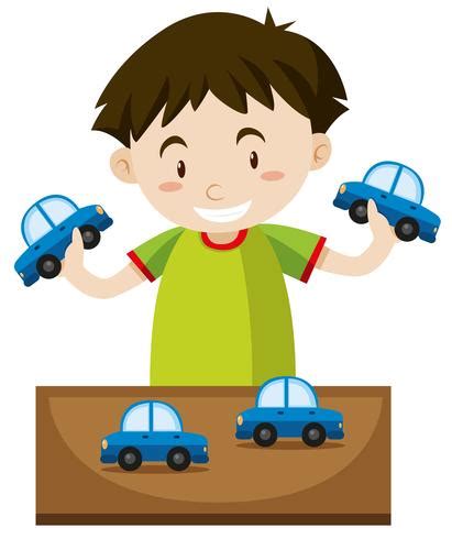 Little boy playing with toy cars 302134 Vector Art at Vecteezy