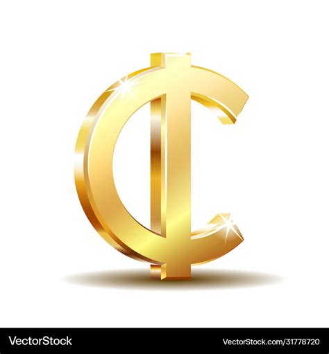 Ghana cedi currency symbol gold money sign Vector Image