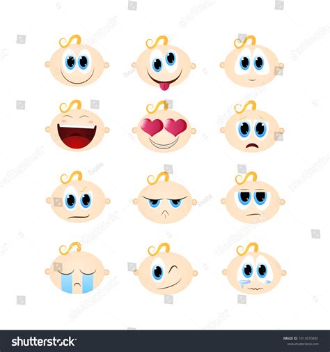 Collection Emoticon Baby Face Icons Emoji Stock Vector (Royalty Free ...