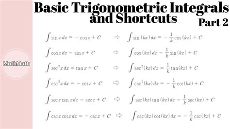 Calculus - HOW TO: Basic Trigonometric Integrals and Shortcuts (Part 2) - YouTube