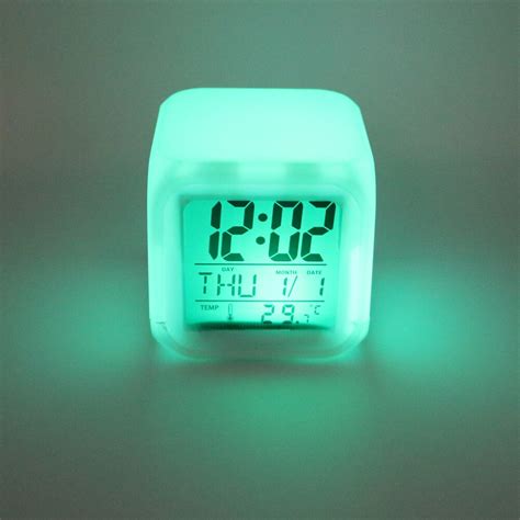 Multifunction LED 7 Color Glowing Change Digital Alarm Clock LED Watch Glowing Alarm Thermometer ...