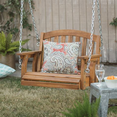 Coral Coast Amherst Single Seat Wood Porch Swing - Natural | from ...