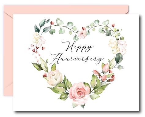 Happy Anniversary Card Personalized Anniversary Card Floral - Etsy