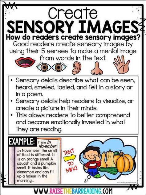 Anchor Chart for Creating Sensory Images Reading Comprehension Strategy | Sensory images ...