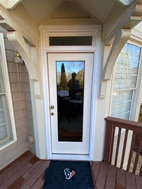 New THERMA-TRU Smooth-Star – Flush Glazed Fiberglass Deck Door with Transom | Door Installation ...